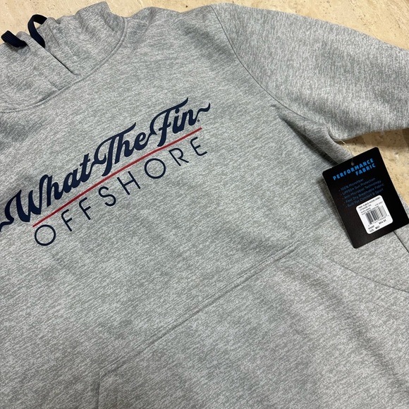 What The Fin Men's Off Shore Performance USA Fleece Gray Hoodie NWT - Picture 3 of 5
